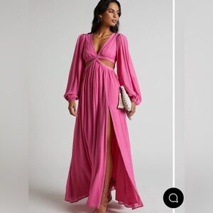 SHOWPO - "Paige" Pink Maxi Dress With Cut Outs and Long Balloon Sleeves, 6  NWT